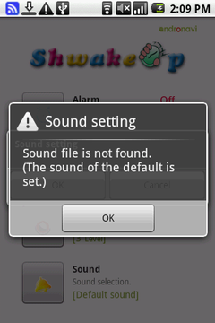 Sound not found dialog